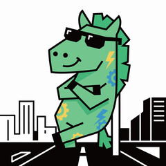 Cool Horse Mascot in Cityscape