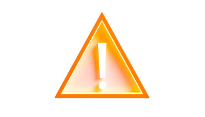 A luminous, three-dimensional hazard symbol, a bright orange equilateral triangle with a white exclamation point. Set against a solid black backdrop