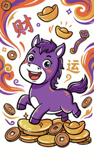 Cartoon Horse with Chinese New Year Elements