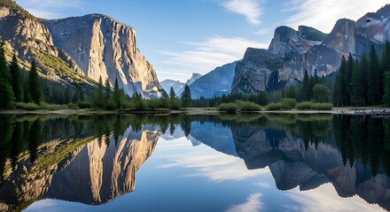 Majestic Mountain Reflections - Serene Lake and Towering Peaks.