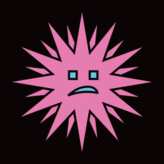Pink Spiky Sad Face