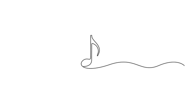 Self animated single continuous line drawing of an eighth musical note. Full length unbroken line art illustration