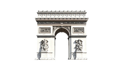 Fototapeta premium Architectural white stone arch with intricate carvings, standing alone against a black background