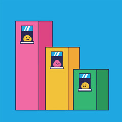 Colorful Buildings with Smiley Faces