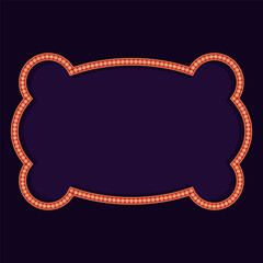 Retro Carnival Illuminated Sign Board Blank Decorative Space Illustration