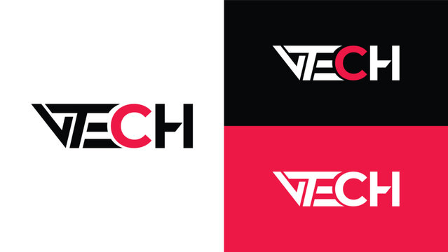 Modern V Tech logo design with futuristic typography