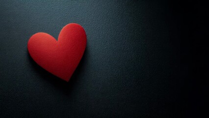 Red heart on dark textured background symbolizing love and emotion