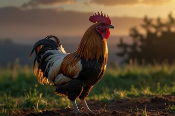 rooster in the grass