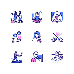 Hobbies and leisure - set of line design style icons