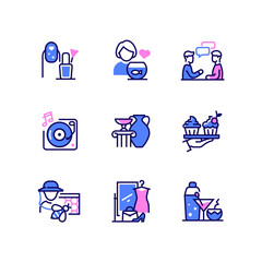 Hobbies and leisure - set of line design style icons