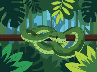 Modern vector illustration of close up snake head with abstract natural background, flat style wildlife portrait, ideal for education and biology themes