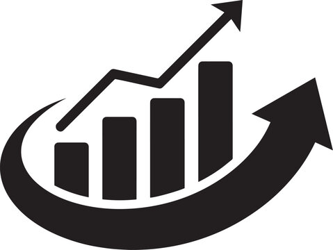 An icon of a graph going up and an arrow going down