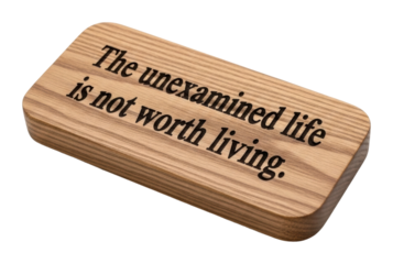 Reflective quote on life wooden plaque home personal insight isolated on transparent background