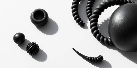 Stark contrast of black and white objects, sharp lines and shadows,  photography,  art