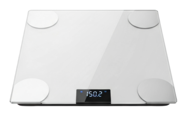 Digital bathroom scale measurement home product top view isolated on transparent background