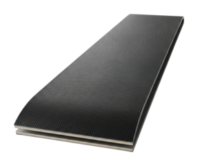 Unrolling black yoga mat for fitness practice at home gym space isolated on transparent background