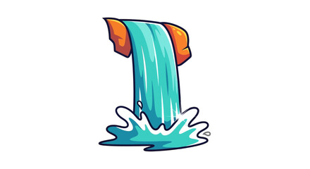 Cartoon Waterfall Illustration with Rocks and Splashing Water.