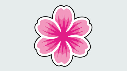 Stylized Pink Flower with White Outline on Light Background.