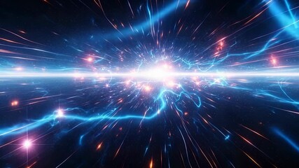 Explore shimmering cosmic quantum soup with tiny light flashes rippling across the vast expanse of space