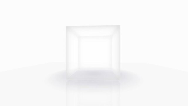 3D Cube Rotation Animation Standing on the Ground on White Background