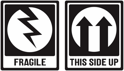 Two illustrations with symbolic meaning: fragile this side up