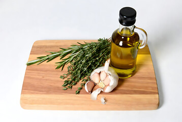 Fresh Culinary Herbs with Olive Oil and Garlic
