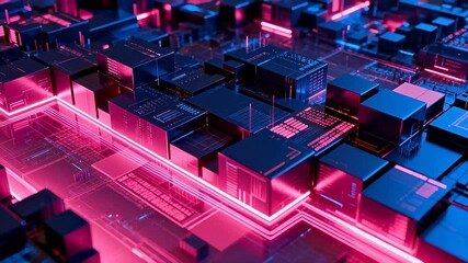 Futuristic circuit board with glowing lines - Powered by Adobe