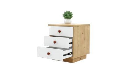 Nightstand with Open Drawers and Plant