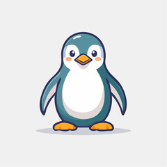 Cartoon illustration of a cute penguin with a white belly and teal feathers.