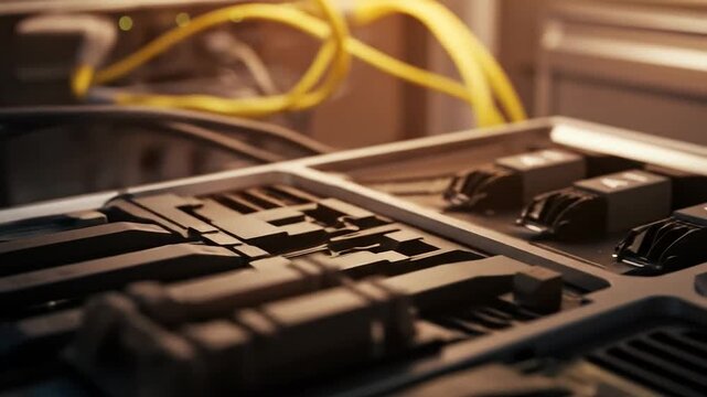 AI microchip in servers with modern IT and artificial intelligence technology