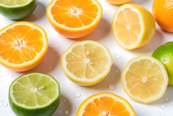 Juicy Orange and Lemon Slices Flat Lay