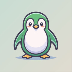 Cute green penguin cartoon character with big eyes and a white belly.