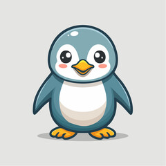 Cartoon penguin with a white belly and yellow feet and beak.