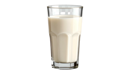 Tall glass filled with opaque white liquid, set against a black background