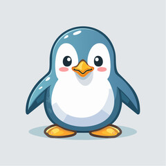 A cartoon penguin with a white belly, blue back, and yellow beak and feet.