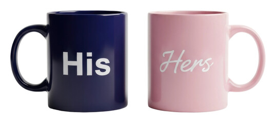 Couples coffee mugs home kitchen product cozy isolated on transparent background