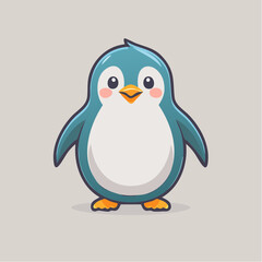 Cute cartoon penguin with blue feathers and orange feet.