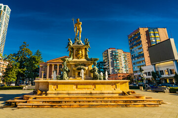 Golden Neptune Fountain on Theater Square in Batumi