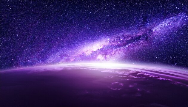Glowing Purple Galaxy With Stars And Nebulae