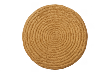 Round coiled jute rope texture with transparent background