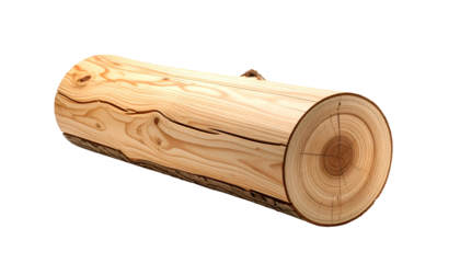 A close-up view shows a section of a sawn tree trunk against a black backdrop, illustrating wood grain patterns and texture