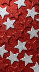 Stars on Red Background - Patriotic and Festive Design.