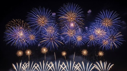 Vibrant night sky filled with fireworks