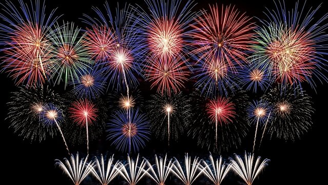 Vibrant night sky illuminated by fireworks - Powered by Adobe