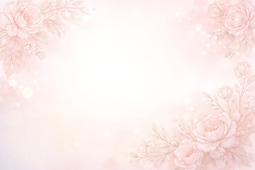 Modern minimalist background with line-art flowers and soft gradient pastel colors