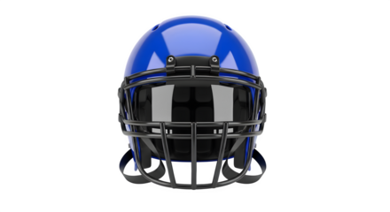 Detailed american football helmet with blue and silver design isolated on transparent background