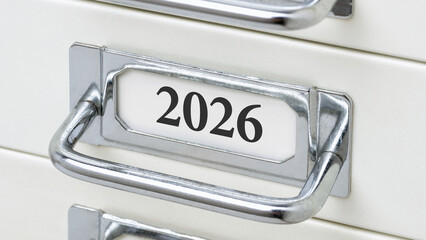 A Drawer Cabinet with the Label 2026