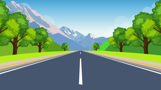 Cartoon Mountain Road loop Landscape