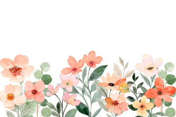 Flower watercolor frame for wedding, birthday, card, background, invitation, wallpaper, sticker, decoration etc.
