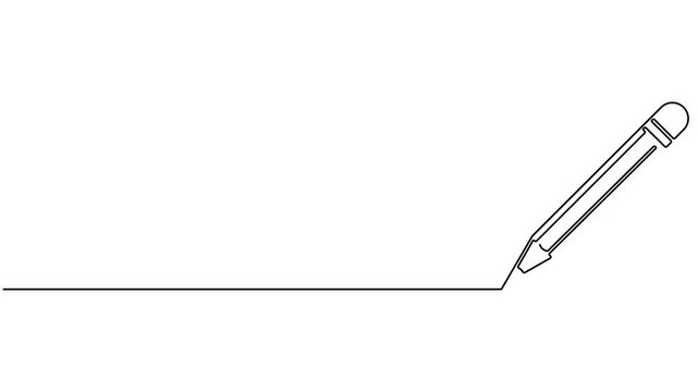 Self animated vector illustration of a pencil drawing a continuous line. Often used as an icon for writing, taking notes, or signing documents.